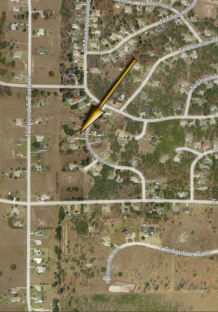Aerial photo of the neighborhood of the pool home for sale in Citrus Hills.