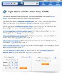 Closest Airports Screenshot near Real Estate in the Villages of Citrus Hills, Citrus County, Florpda, FL