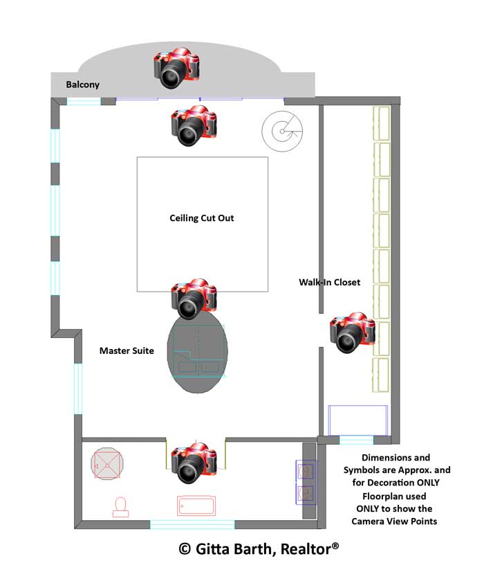 Camera Views with Floorplan of the 1. Floor.