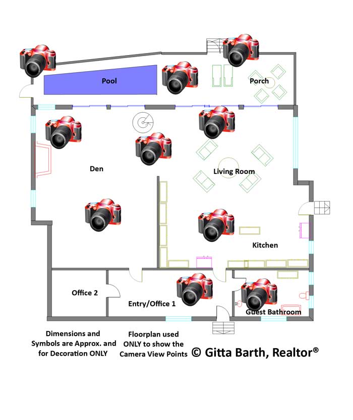 Camera Views with Floorplan of the Waterfront Home for Sale in Hernando, Citrus County.