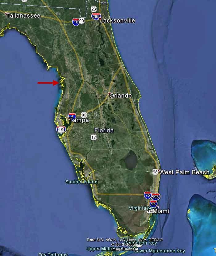 Aerial map of Citrus County, Florida, FL, USA